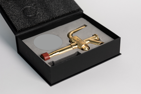 GAFFEL MESSINGZAPFGARNITUR " Schlaghahn"