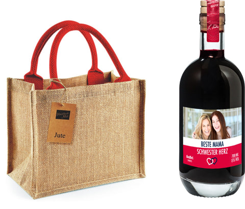 Geschenkset SCHWESTER HERZ 0,7L mit Wunschetikett