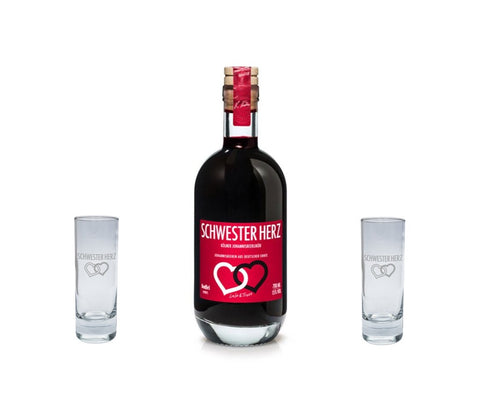 "SCHWESTER HERZ" 0,7 l mit 2 Stampern 2 cl+ 4 cl