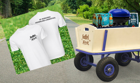 Bundle Holz - Bollerwagen und 5 X T-Shirt mit Namensaufdruck